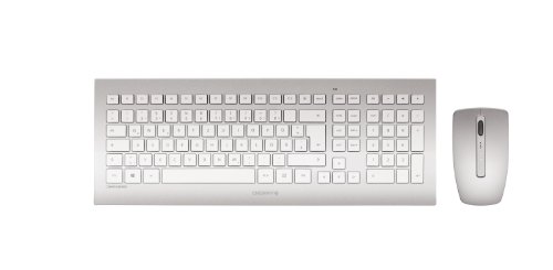 Cherry JD-0300DE drahtlose Tastatur (Deutsch, USB) mit optische Maus (1000dpi, 3-Tasten) silber